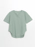 LC Waikiki Henley Neckline Plain Linen Blend Women's Blouse